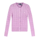 Polo Ralph Lauren Cable-Knit Cotton Crewneck Cardigan - Purple - XL