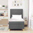  Box Spring Seng med Madrass & LED Mørkegrå 90x200 cm Stoff