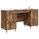 vidaXL Skrivebord med hylle Røkt Eik 142,5 x 50 x 75 cm Konstruert tre