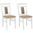  Spisestuestol 2 pcs Hvit og Brun Solid Gummitre