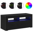  TV skap med LED  stripelys Svart 90 x 35 x 40 cm Konstruert tre