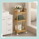 Oppbevaringsvogn i bambus – 3 hyller justerbar slank design