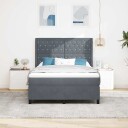  Box Spring Seng med Madrass & LED Mørkegrå 160x200 cm Fløyel
