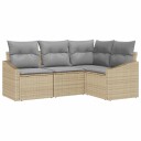 vidaXL Hagesofa Set 4 stk. Beige og lys grå polyrotting