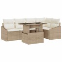  6-delt hagesofa set med puter beige polyrotting