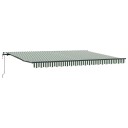  Automatisk Uttrekkbar Markise Grønn og Hvit 450x350 cm  Markise Erstatningsstoff 4,5x3,5 m Ramme Grønn og Hvit