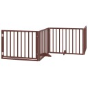  Hundegrind Med Dør Sammenleggbar 4 Paneler Brun 320 cm Poppeltre 352201