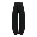 ROTATE Draped Barrel Leg Jeans   Black   26