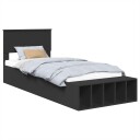  Sengestamme med hylle Svart 100 x 200 cm Konstruert tre