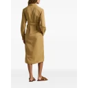 Polo Ralph Lauren Cotton Linen Belted Shirtdress   Brown   38