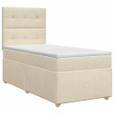 vidaXL Kontinentalseng med madrass Krem 90 x 190 cm Stoff