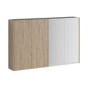 Vikingbad Fay Dobbel Speilskap med 2/4 Speil Svart Matt/eik / 120cm