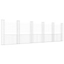 Gabionkurv u formet med 6 stolper jern 620x20x200 cm