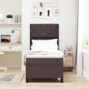  Box Spring Seng med Madrass & LED Mørk Brun 80x200 cm Stoff