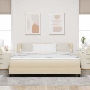  Box Spring Seng med Madrass & LED Kremfarget 180x200 cm Stoff 3342231
