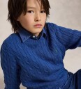 Ralph Lauren Kids Cable Knit Cotton Sweater   Blue   S