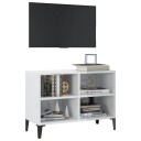 vidaXL TV-benk med metallben høyglans hvit 69,5x30x50 cm