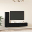 Vegghylle for TV Veggmontert 4 pcs Svart eik Konstruert tre