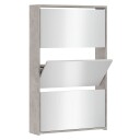 vidaXL Skoskap med speil 3 lag betonggr? 63x17x102,5 cm
