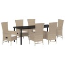 7-delt hage spisesett med puter - Beige poly rattan
