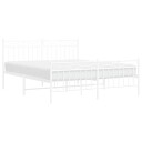 vidaXL Sengeramme i metall med hode- og fotgavl hvit 150x200 cm 8721012210691