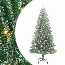  Kunstig Julesekk Snø Flocket med LED Lys Grønn og hvit 210 cm