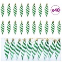  Dekorasjon til juletre 40 pcs grønn
