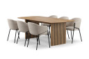 Bark Richeto Spisebord 210 cm med 6 Filip Spisestoler   Naturlig finish / Taupe Bouclé