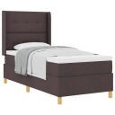  Box Spring Seng med Madrass Mørkebrun 90x200 cm Stoff
