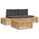 vidaXL 4 pcs Utendørs sofa sett Polyester Hvit