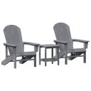  3-delt Hage Lounge Set Lysegrå HDPE