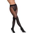 Cottelli Collection Bunnløse Strømpebukser med Blonder Black L
