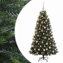 vidaXL Kunstig juletre med kuler 210 cm 300 LED-lys Varmhvit