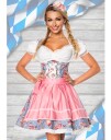 Luksus Nydelig Blå Dirndl Oktoberfestkjole med Blomstermønster