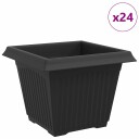 vidaXL Firkantet Blomsterpotte 24 pcs Svart 28,5 x 28,5 x 22 cm Plast