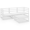 vidaXL Hagesofagruppe 4 deler hvit heltre furu