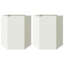Plantekasser 2 stk hvit sekskantet 46x40x45 cm stål
