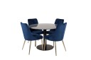 Venture Home Estelle Spisegruppe 106 cm Rund med 4 Velvet Stoler Sort