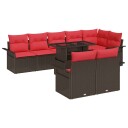 vidaXL Hagesofa Set 9 stk. 8 Antall seter Brun Poly Rattan