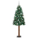  Slim juletre med 300 LED grønn 180 cm PVC og Massivt Furu tre