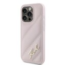 Karl Lagerfeld iPhone 15 Pro Hardcase Rosa Diagonal Quiltet Script