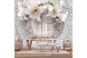 Fototapet Lilies And Wooden Background 100x70 - Finnes i flere størrelser