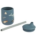 Liewood Ellis printed sippy cup tutekopp med sugerør 23 cl Arctic Sea Ocean view