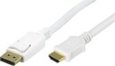 Deltaco Displayport Til Hdmi Skjermkabel Med Lyd, 1m, Hvit