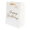 Gavepose Happy Birthday Gullskrift 18x23x10 cm