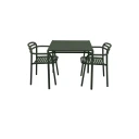 Cane line Bliss spisebord inkl. to stoler med armlener   Mørkegrønn aluminium