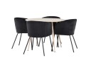 Venture Home Plaza Spisegruppe 100 cm Rund med 4 Berit stoler Whitewash/Sort