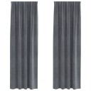  Gardiner med gardiner 2 pcs Lysegrå 140 x 225 cm Fløyel