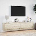  Vegghengt TV-benk med LED sonoma eik 180x31x38 cm