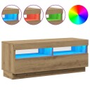  TV-benk med LED-lys artisan eik 100x35x40 cm konstruert tre 8721158437938